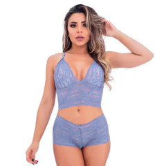 💕 Conjunto Sensual em Renda com Caleçon Sem Bojo – Miss Collection - Amora Íntima