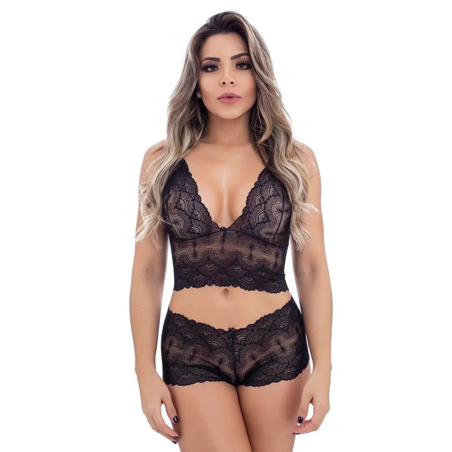 💕 Conjunto Sensual em Renda com Caleçon Sem Bojo – Miss Collection - Amora Íntima