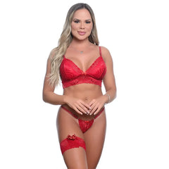 🖤 Conjunto Sensual com Renda, Perneira e Sem Bojo – Jo Lingerie - Amora Íntima
