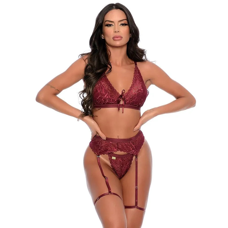 🔥 Conjunto Emily em Renda com Cinta Liga – Sem Bojo (Patitex 846) - Amora Íntima