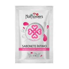 🍓🥂 Sabonete Íntimo com Aroma de Morango com Champanhe – 10ml (Hot Flowers) - Amora Íntima