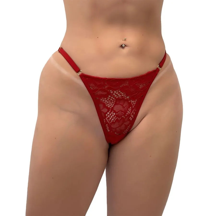 💎 Calcinha Fio Dental com Renda e Pingente Charmoso – HL589 (Hot Love) - Amora Íntima