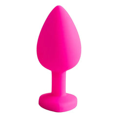 💗 Plug com Pedra em Coração – Tamanho Médio | Silicone Vip Mix & Elegância Sensorial - Amora Íntima