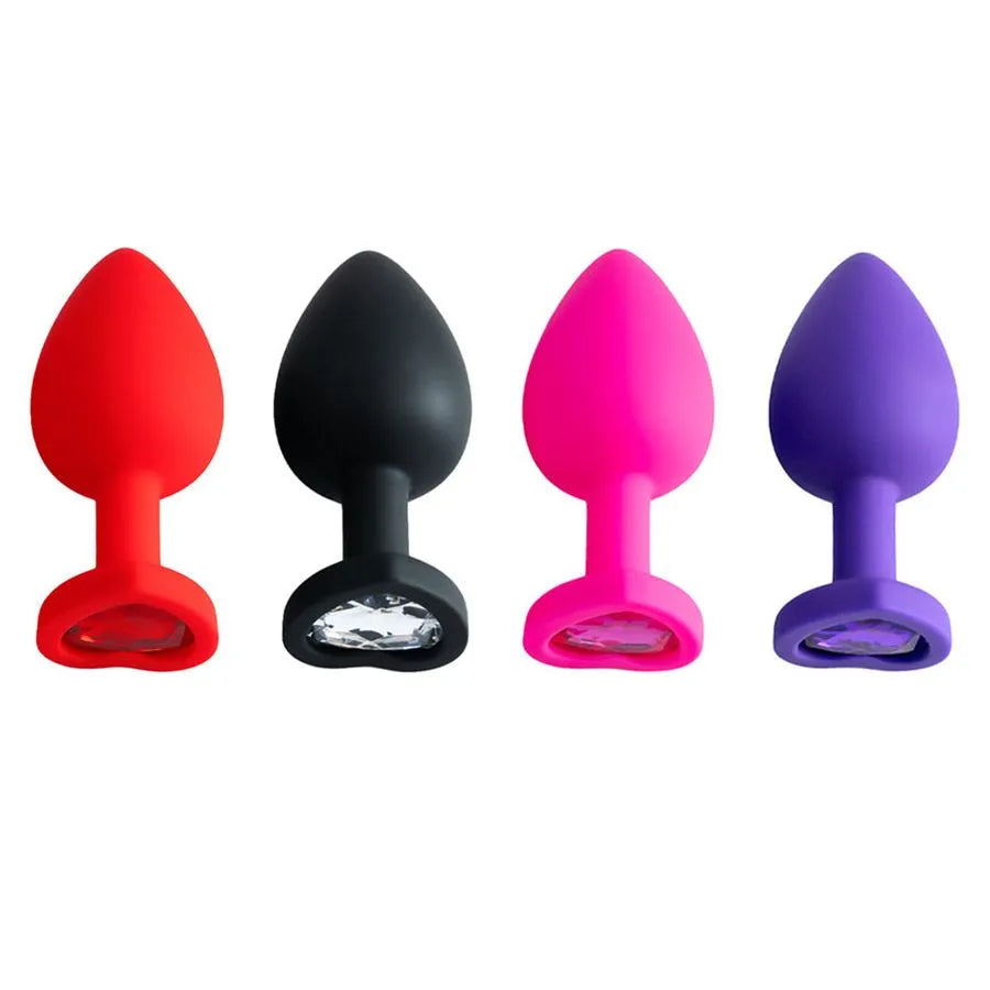 💗 Plug com Pedra em Coração – Tamanho Médio | Silicone Vip Mix & Elegância Sensorial - Amora Íntima